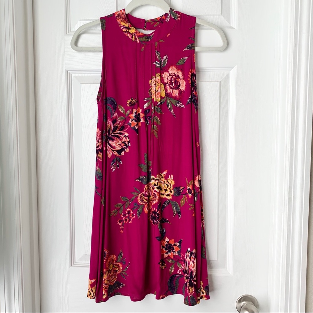 Floral Print Fushia Dress